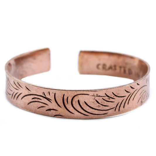 Wide Tribal Swirls Copper Tibetan Bracelet