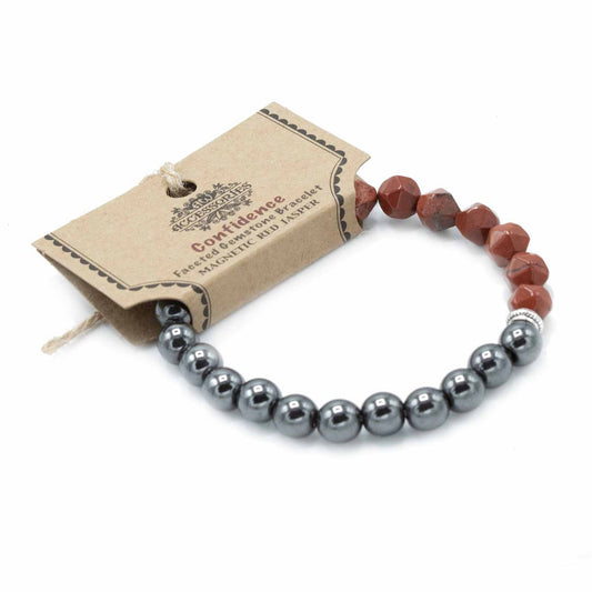 Magnetic Faceted Red Jasper Gemstone Bracelet