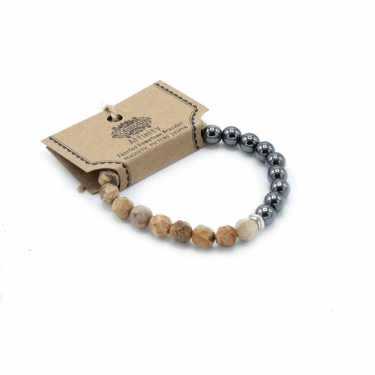 Magnetic Faceted Picture Jasper Gemstone Bracelet