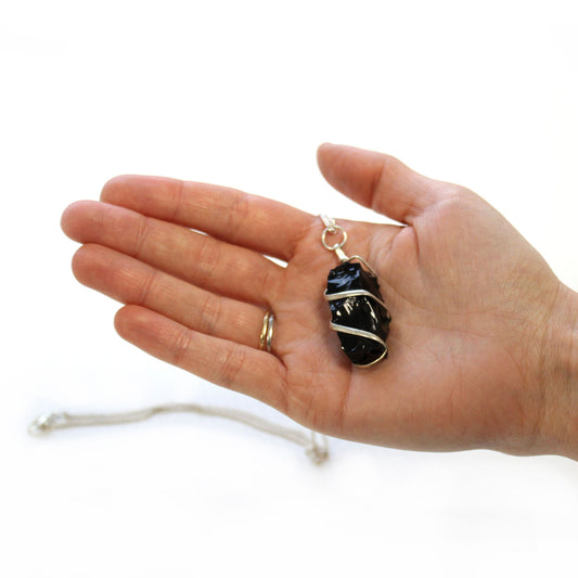 Cascade Wrapped Black Onyx Gemstone Necklace