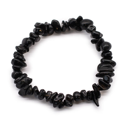 Black Agate Chipstone Gemstone Bracelet
