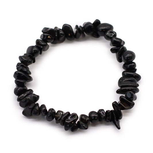 Black Agate Chipstone Gemstone Bracelet