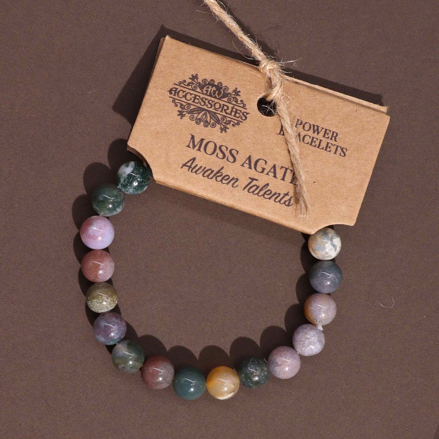 Moss Agate Power Bracelet – Crystal Healing Beads for Prosperity, Recovery & Mental Focus