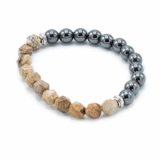 Magnetic Faceted Picture Jasper Gemstone Bracelet