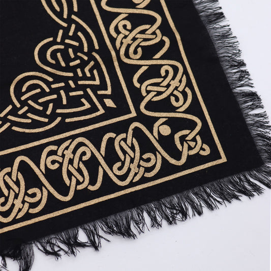 Esoteric Fringed Altar Cloth – Pentacle Symbol for Witchcraft & Ritual