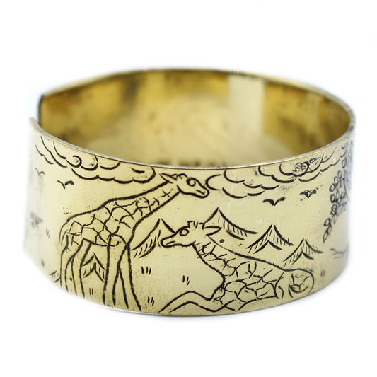 Tibetan Tree of Life Brass Mantra Cuff Bracelet