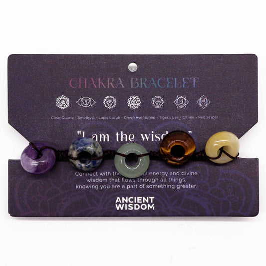 Chakra Gemstone Ball Bead String Bracelet – Adjustable Crystal Jewellery
