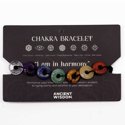 Chakra Mini Gemstone Disc String Bracelet – Adjustable Crystal Jewellery