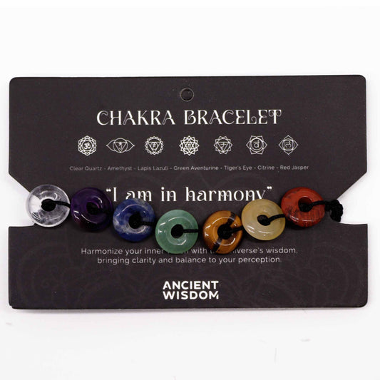 Chakra Mini Gemstone Disc String Bracelet – Adjustable Crystal Jewellery
