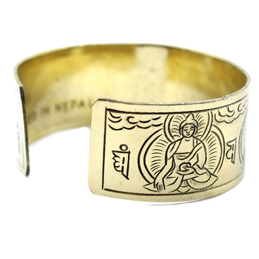Tibetan Five Buddha Brass Cuff Bracelet