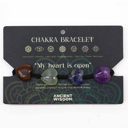 Chakra Heart Gemstone String Bracelet – Adjustable Crystal Jewellery