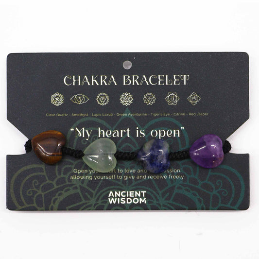 Chakra Heart Gemstone String Bracelet – Adjustable Crystal Jewellery