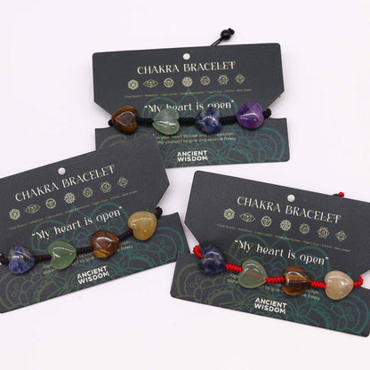 Chakra Heart Gemstone String Bracelet – Adjustable Crystal Jewellery