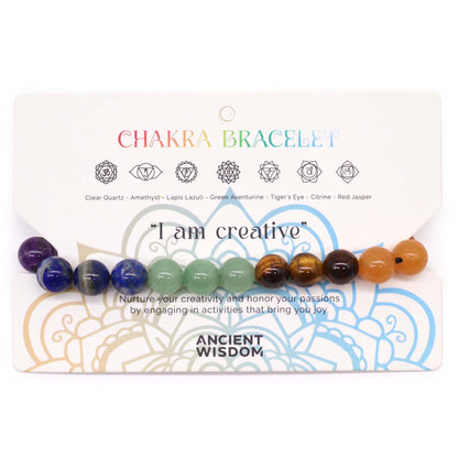 Chakra Gemstone Bead String Bracelet – Adjustable Crystal Jewellery