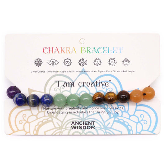 Chakra Gemstone Bead String Bracelet – Adjustable Crystal Jewellery