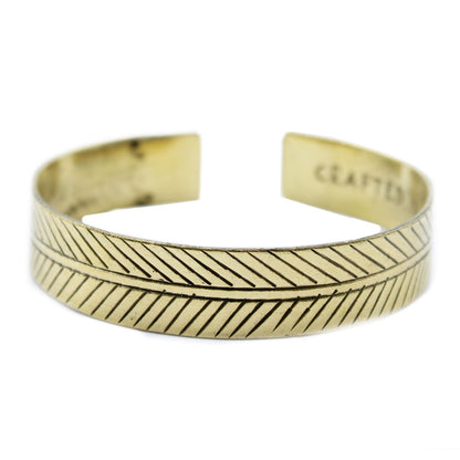 Wide Tribal Leaf Brass Tibetan Cuff Bracelet