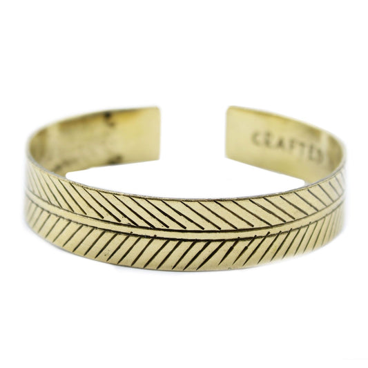 Wide Tribal Leaf Brass Tibetan Cuff Bracelet