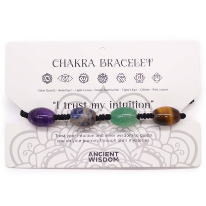 Chakra Gemstone Bead String Bracelet – Adjustable Crystal Jewellery