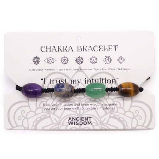 Chakra Gemstone Bead String Bracelet – Adjustable Crystal Jewellery