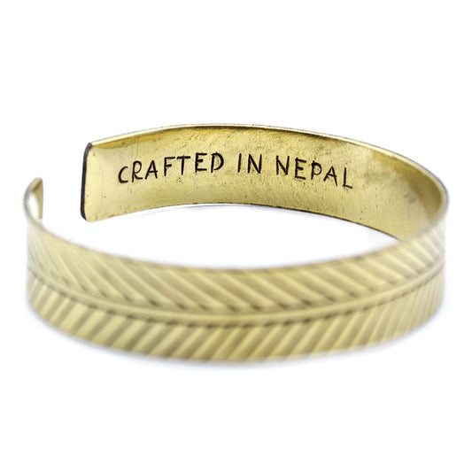 Wide Tribal Leaf Brass Tibetan Cuff Bracelet