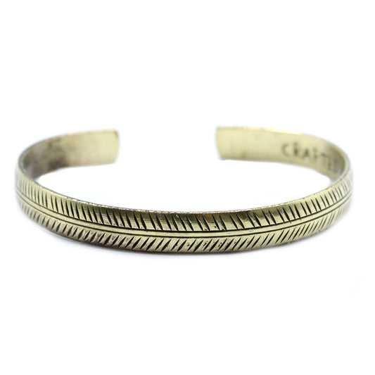 Slim Tribal Leaf Brass Tibetan Cuff Bracelet