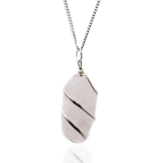 Cascade Wrapped Rose Quartz Gemstone Necklace