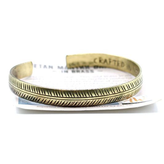 Slim Tribal Leaf Brass Tibetan Cuff Bracelet
