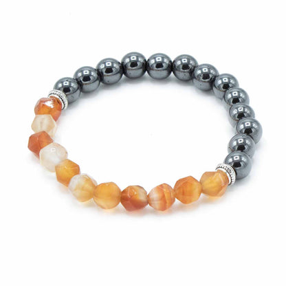 Magnetic Faceted Carnelian Gemstone Bracelet
