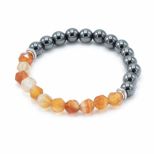 Magnetic Faceted Carnelian Gemstone Bracelet